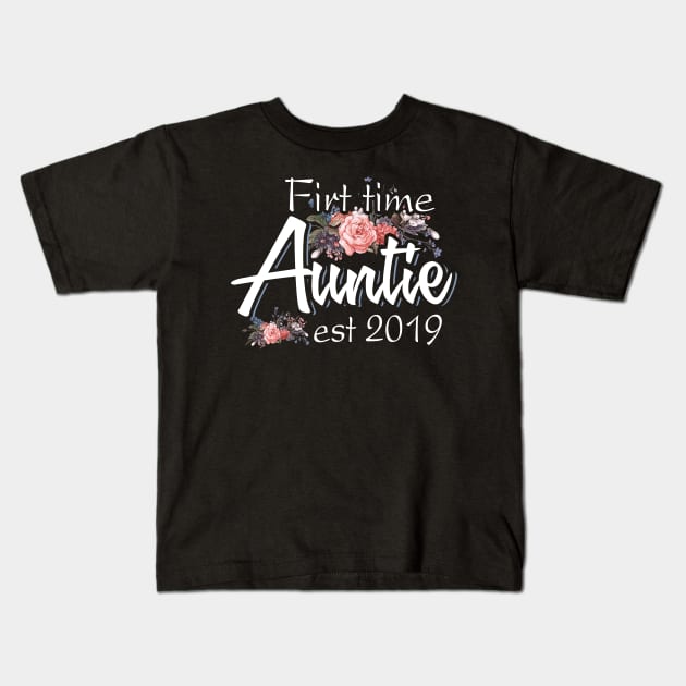 First Time Auntie Est 2019 Kids T-Shirt by danielsho90